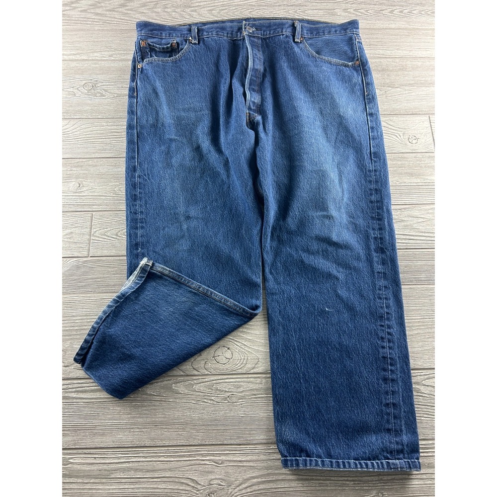Levis 501 Jeans Mens Size 46X32 Dark Blue Button Fly Straight Leg Original Fit